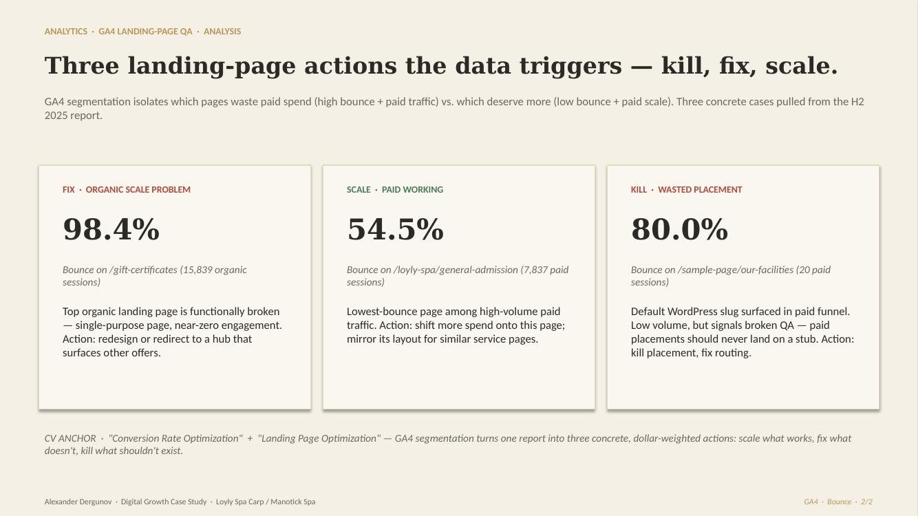 The bounce-rate analysis, segmented by source.